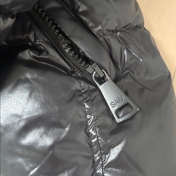 SAM raccoon genuine fur hood down puffer black jacket - Picture 7 of 16